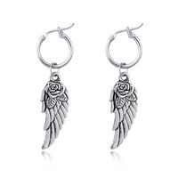 Européen Et Américain De Mode Punk Boucles D'oreilles Rétro Rose Ailes Grand Pendentif Earclip Boucles D'oreilles Femelle Croix-frontière Vente Chaude main image 1