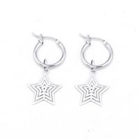 Simple Alloy Hoop Earrings Cute Hollow Five-pointed Star Pendant Ear Ring Wholesale Nihaojewelry main image 3