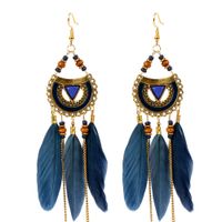 Boucles D'oreilles De Style Ethnique Triangle Boucles D'oreilles Plumes Bijoux Boucles D'oreilles Pompon En Gros Nihaojewelry main image 1