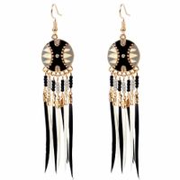 Fashion New Retro  Long Tassel Feather  Pearl Wild Earrings Wholesale Nihaojewelry main image 3