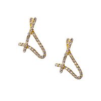 New Earrings Alloy Inlaid Zircon Earrings 26 English Alphabet Earrings Pendant Explosion Models Wholesale Nihaojewelry sku image 4