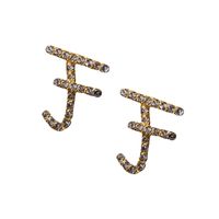 New Earrings Alloy Inlaid Zircon Earrings 26 English Alphabet Earrings Pendant Explosion Models Wholesale Nihaojewelry sku image 6