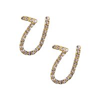 New Earrings Alloy Inlaid Zircon Earrings 26 English Alphabet Earrings Pendant Explosion Models Wholesale Nihaojewelry sku image 18