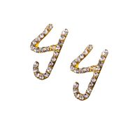New Earrings Alloy Inlaid Zircon Earrings 26 English Alphabet Earrings Pendant Explosion Models Wholesale Nihaojewelry sku image 22