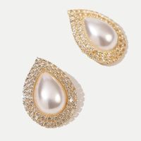 Geometric Drop Pearl Rhinestone Earrings New Trend Crystal Earrings Wholesale Nihaojewelry main image 4