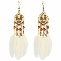 Long Feather Tassel Earrings Exaggerated Indian Style Earrings Women main image 3