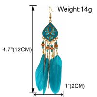Long Feather Tassel Earrings Exaggerated Indian Style Earrings Women main image 6