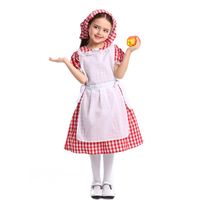 American Dernier Siècle Ferme Costume Halloween Fairy Tale Cosplay Dentelle Rouge Plaid Bière Costume Petite Fille sku image 8