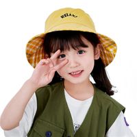 Baby Hats Spring And Summer Plaid Sun Hats Mbroidery Letters Fashion Fisherman Hats Wholesale Nihaojewelry main image 6