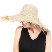 Chapeau De Paille De Raphia Été Bord De Mer Vacances Crème Solaire Chapeau De Mode Bordures Grand Avant-toit Chapeau De Soleil En Gros Nihaojewelry main image 2