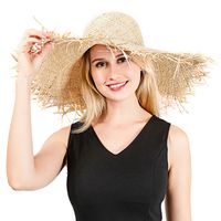 Raffia Straw Hat Summer Seaside Vacation Sunscreen Sun Hat Fashion Edging Big Eaves Sun Hat Wholesale Nihaojewelry main image 3