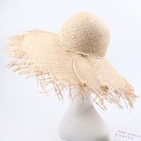 Raffia Straw Hat Summer Seaside Vacation Sunscreen Sun Hat Fashion Edging Big Eaves Sun Hat Wholesale Nihaojewelry main image 4