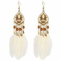 Long Feather Tassel Earrings Exaggerated Indian Style Earrings Women sku image 1