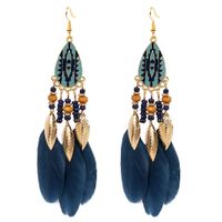 Exaggerated Earrings Retro Style Feather Earrings Jewelry Personality Bohemian Earrings sku image 2