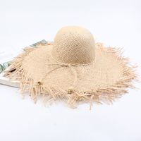 Raffia Straw Hat Summer Seaside Vacation Sunscreen Sun Hat Fashion Edging Big Eaves Sun Hat Wholesale Nihaojewelry sku image 1