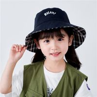 Baby Hats Spring And Summer Plaid Sun Hats Mbroidery Letters Fashion Fisherman Hats Wholesale Nihaojewelry sku image 1