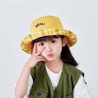 Baby Hats Spring And Summer Plaid Sun Hats Mbroidery Letters Fashion Fisherman Hats Wholesale Nihaojewelry sku image 3