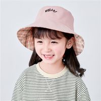 Baby Hats Spring And Summer Plaid Sun Hats Mbroidery Letters Fashion Fisherman Hats Wholesale Nihaojewelry sku image 4