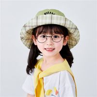 Baby Hats Spring And Summer Plaid Sun Hats Mbroidery Letters Fashion Fisherman Hats Wholesale Nihaojewelry sku image 5