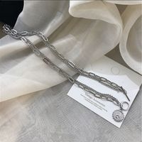 Korea New Retro Cold Wind Net Red Temperament Metal Texture Portrait Double Necklace Bracelet Wholesale Nihaojewelry sku image 2