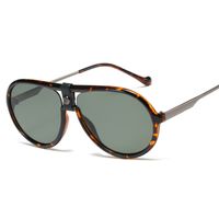 Large Frame Leather Buckle Sunglasses Double Beam Metal Legs Sunglasses Male Cross-border Trend Glasses main image 3
