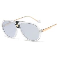 Large Frame Leather Buckle Sunglasses Double Beam Metal Legs Sunglasses Male Cross-border Trend Glasses main image 5
