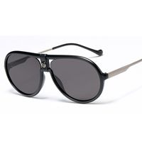 Large Frame Leather Buckle Sunglasses Double Beam Metal Legs Sunglasses Male Cross-border Trend Glasses main image 6