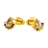 Hot Sale Beautiful Geometric Drop-shaped Earrings Copper Color-protected Electroplated Micro-set Zircon Earrings sku image 1
