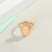 New Jewelry Imitation Crystal Bud Bergamot Ring Imitation Natural Stone Fatima Finger Ring Adjustable Ring Wholesale Nihaojewelry main image 3