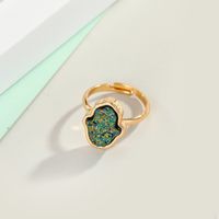 New Jewelry Imitation Crystal Bud Bergamot Ring Imitation Natural Stone Fatima Finger Ring Adjustable Ring Wholesale Nihaojewelry main image 4