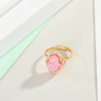 New Jewelry Imitation Crystal Bud Bergamot Ring Imitation Natural Stone Fatima Finger Ring Adjustable Ring Wholesale Nihaojewelry main image 6