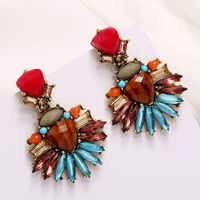 Fashion Metal Simple Color Gems Temperament Exaggerated Earrings  Wholesale Nihaojewelry sku image 1