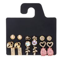 Korean Temperament Fresh Pink Gypsophila Diamonds Love Leaves Lock Geometric Earrings  Wholesale Nihaojewelry main image 1