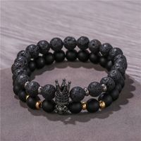 Hot-selling Jewelry Frosted Lava Stone Wear Zircon High Crown Separation Beads Elastic Suit Bracelet  Wholesale Nihaojewelry main image 3