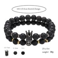 Hot-selling Jewelry Frosted Lava Stone Wear Zircon High Crown Separation Beads Elastic Suit Bracelet  Wholesale Nihaojewelry main image 6