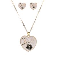 Fashion Jewelry Hot Mother's Day Fashion Wild Heart-shaped Pendant Necklace Earrings Drop Oil Combination Jewelry Set  Wholesale Nihaojewelry main image 6