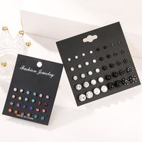 Fashion Stud Earrings Fashion Size Pearl Inlay 12 Pairs Color Diamond Set Earrings Popular Wholesale Nihaojewelry main image 2