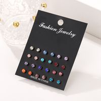 Fashion Stud Earrings Fashion Size Pearl Inlay 12 Pairs Color Diamond Set Earrings Popular Wholesale Nihaojewelry main image 3