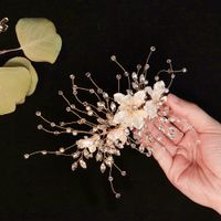 Acrylic Flowers Handmade Hairpin Pearl Crystal High-end Hair Accessories Bride Toast Dress Plate Hair Accessories Wholesale Nihaojewelry main image 4