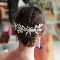 Design Wedding Hair Accessories Heavy Industry Woven High-end Bridal Jewelry Crystal Rice Beads Plug Comb Hair Comb  Wholesale Nihaojewelry main image 1