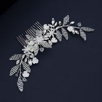 Design Wedding Hair Accessories Heavy Industry Woven High-end Bridal Jewelry Crystal Rice Beads Plug Comb Hair Comb  Wholesale Nihaojewelry main image 4