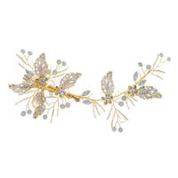 The New Side Clip Golden Leaves Handmade Hairpin Bride Toast Show Wo Clothing Chinese Wedding Head Ornaments  Wholesale Nihaojewelry main image 6