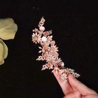 Forest Style Hand-made Rhinestone Side Clip Retro Golden Flower Hair Clip Bridal Show Wo Clothing Plate Hair Styling Accessories  Wholesale Nihaojewelry main image 3