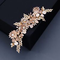 Forest Style Hand-made Rhinestone Side Clip Retro Golden Flower Hair Clip Bridal Show Wo Clothing Plate Hair Styling Accessories  Wholesale Nihaojewelry main image 4