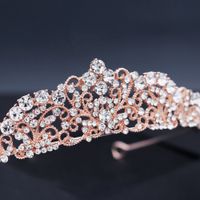 Bridal Hair Accessories Retro Elegant Queen Crown Hollow Diamond Semicircular Headband Birthday Party Wedding Dress Accessories  Wholesale Nihaojewelry main image 4