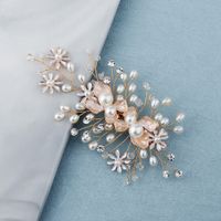 Original High-end Wedding Headdress Beautiful Handmade Pearl Hairpin Alloy Flower Side Clip Bridal Jewelry Wholesale Nihaojewelry main image 4