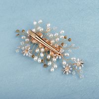 Original High-end Wedding Headdress Beautiful Handmade Pearl Hairpin Alloy Flower Side Clip Bridal Jewelry Wholesale Nihaojewelry main image 5