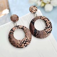 Fashion Simple Snakeskin Pattern Large Circle Temperament Exaggerated Earrings  Wholesale Nihaojewelry sku image 1