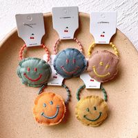 New Korean Fabric Hair Accessories Smile Face Hair Rope Embroidery Cute Children's Female Baby Headdress Tie Hair Accessory main image 3