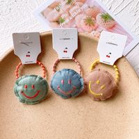 New Korean Fabric Hair Accessories Smile Face Hair Rope Embroidery Cute Children's Female Baby Headdress Tie Hair Accessory main image 4